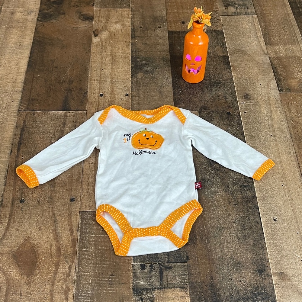 baby GEAR Orange White My First Halloween Long Sleeve Onesie